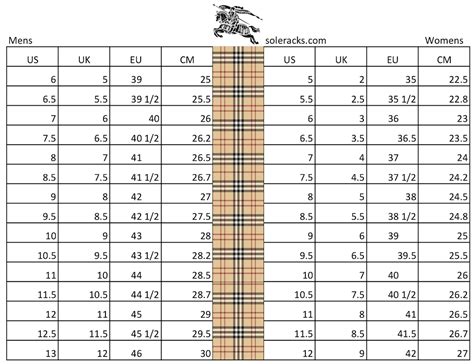 burberry toddler shoe size chart